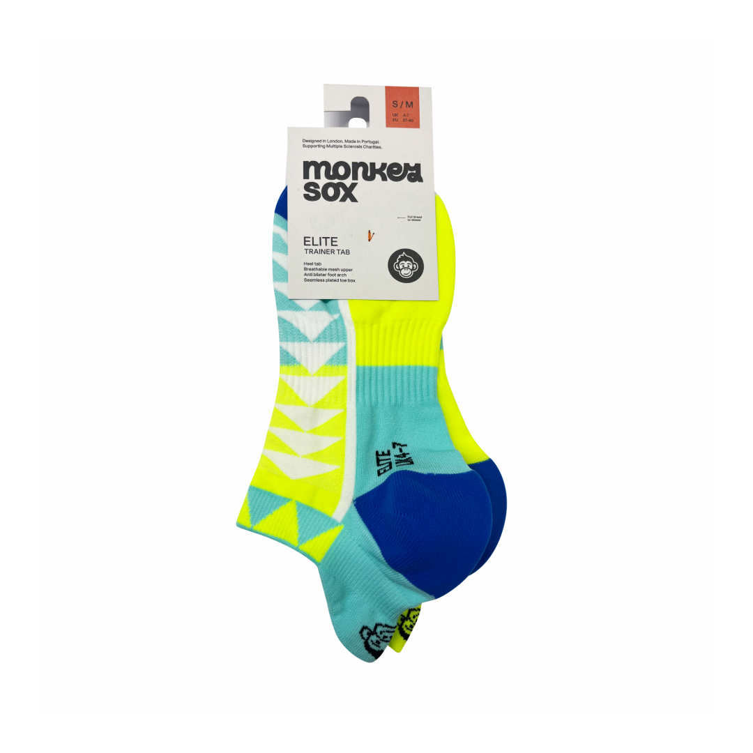 ELITE PYRAMID SPORTS SOCKS: YELLOW + TURQUOISE