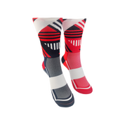 CLASSIC TRACK SPORTS SOCKS: RED + BLACK