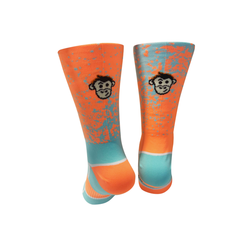 CLASSIC MIST SPORTS SOCKS: ORANGE + TURQUOISE