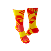 CLASSIC TRACK SPORTS SOCKS: YELLOW + RED
