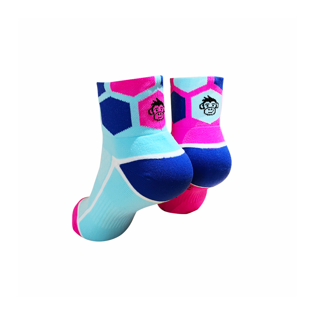 ULTRA HEX SPORTS SOCKS: PINK + TURQUOISE