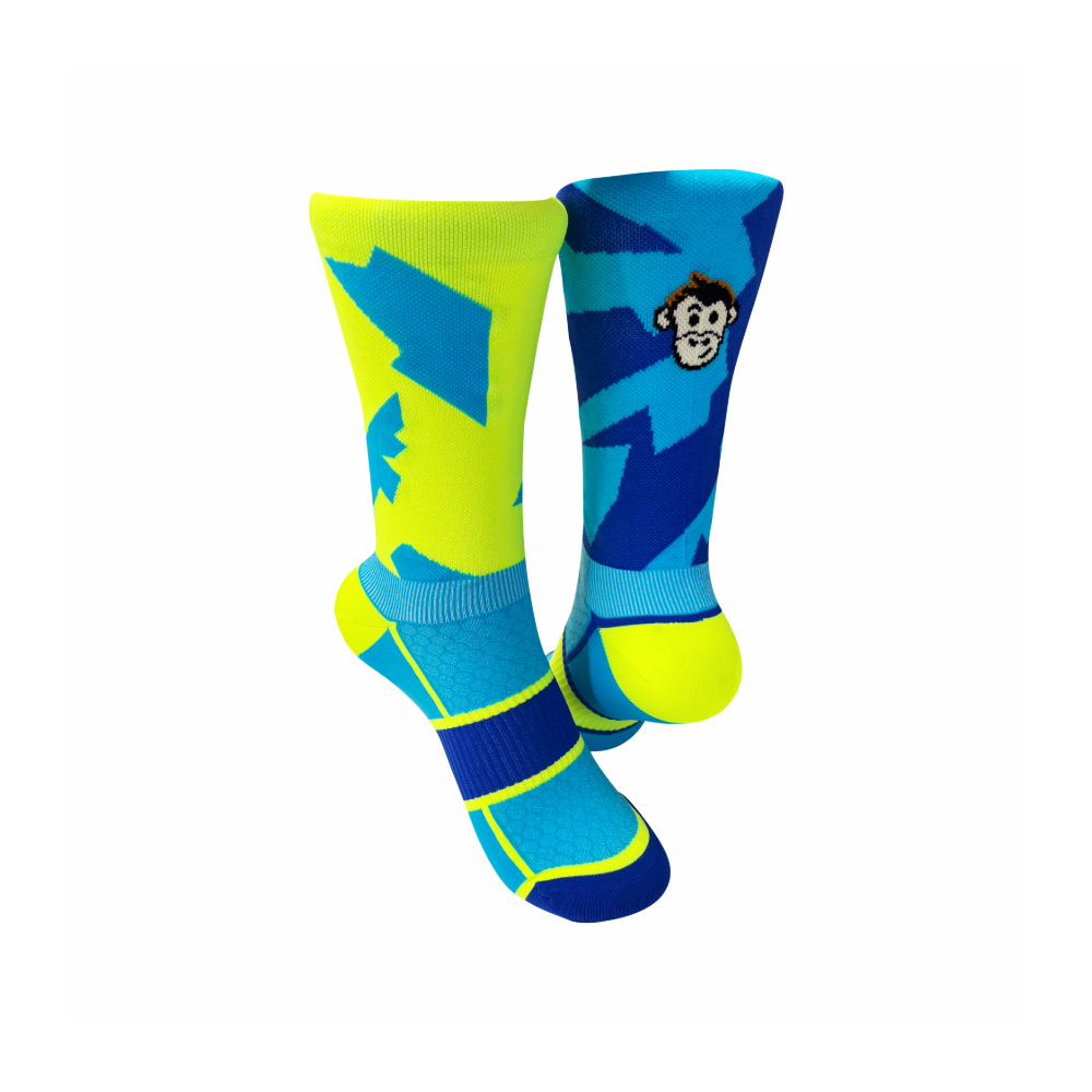 PODIUM BOLT SPORTS SOCKS: BLUE + YELLOW