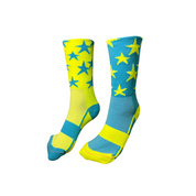 RACER STARS SPORTS SOCKS: BLUE + YELLOW