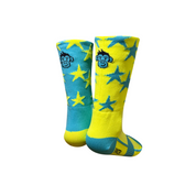 RACER STARS SPORTS SOCKS: BLUE + YELLOW