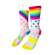 RACER RAINBOW SPORTS SOCKS: WHITE MULTI