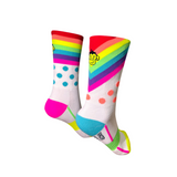 JUNIOR RACER RAINBOW SPORTS SOCKS: WHITE MULTI