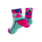 ULTRA GEO SPORTS SOCKS: PINK + TURQUOISE