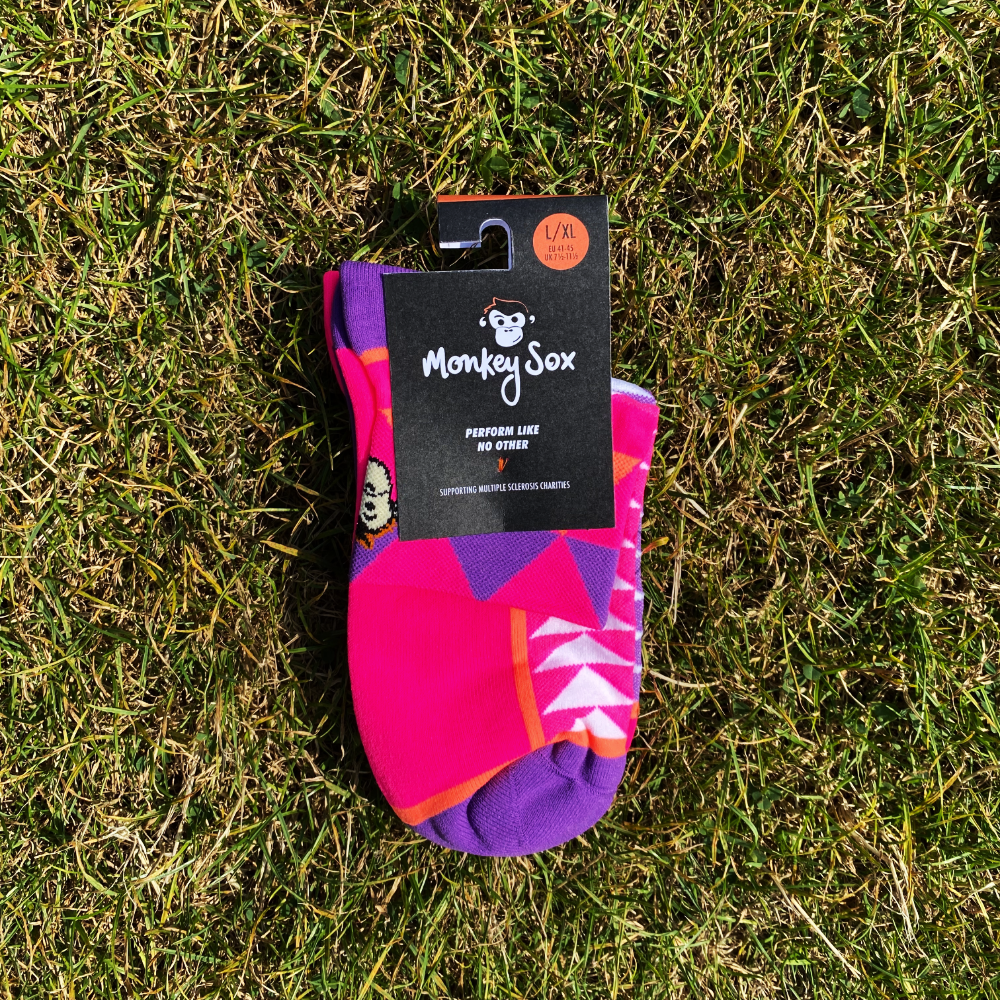 ULTRA GEO SPORTS SOCKS: PINK + PURPLE