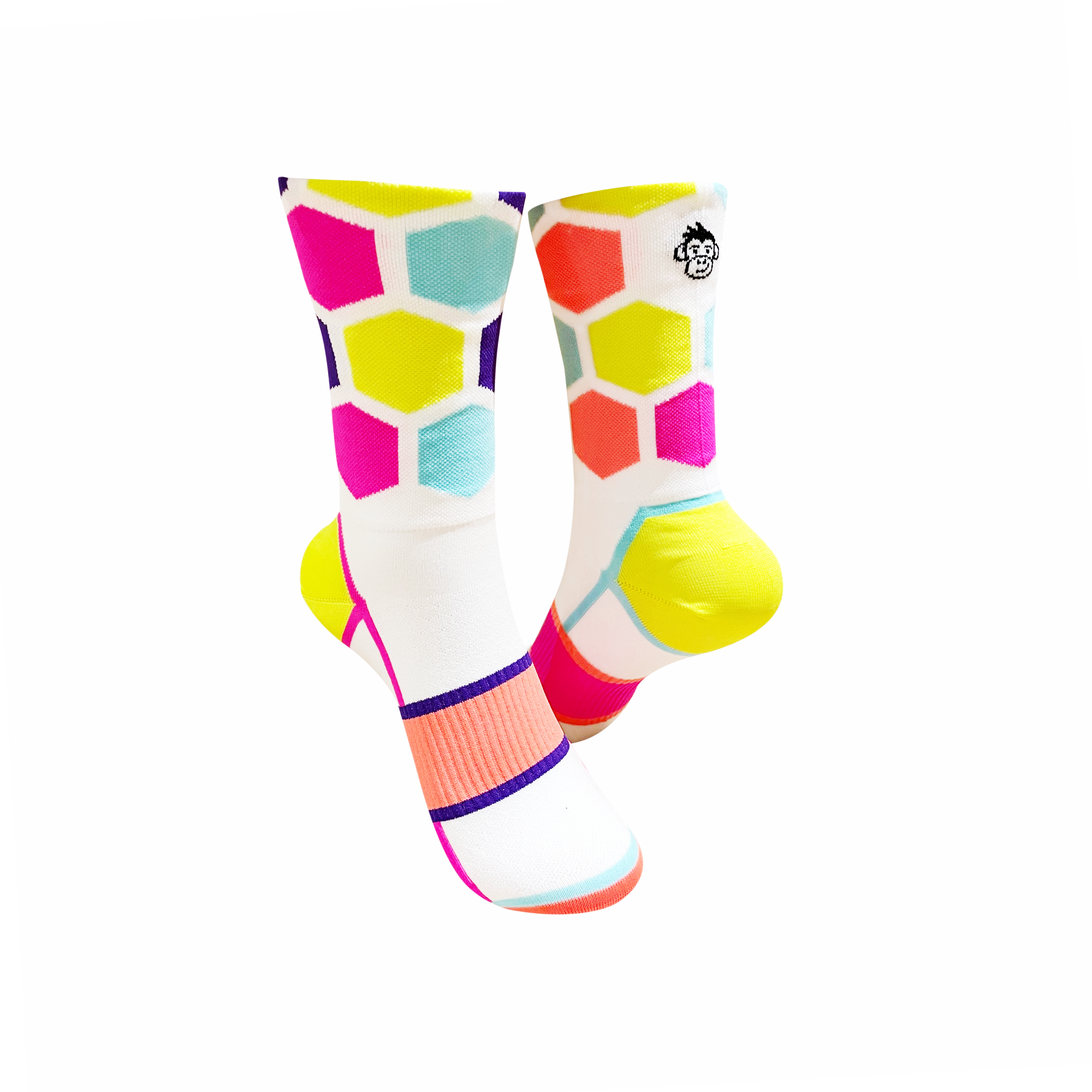 CLASSIC HEX SPORTS SOCKS: WHITE MULTI