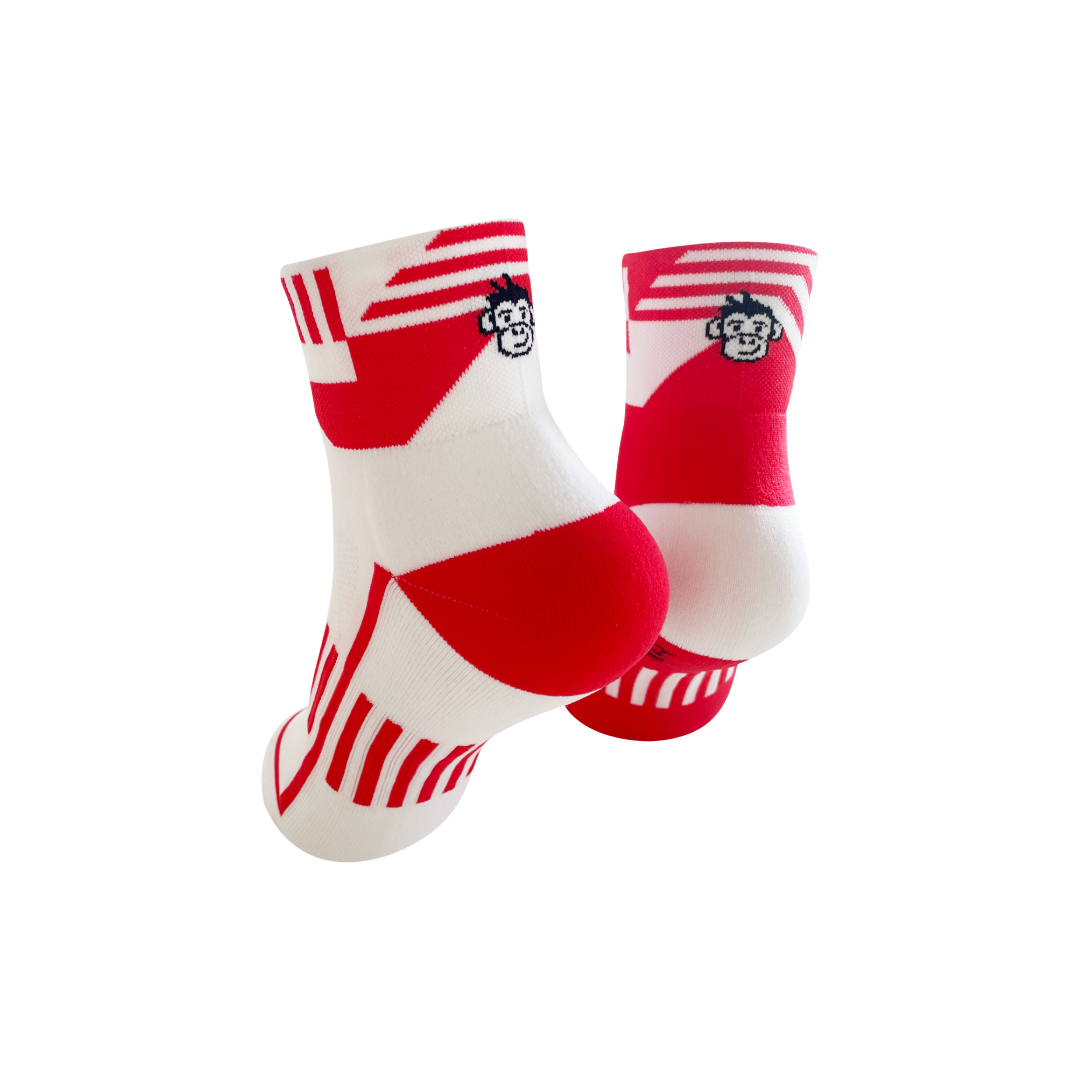 ULTRA TRACK SPORTS SOCKS: RED + WHITE