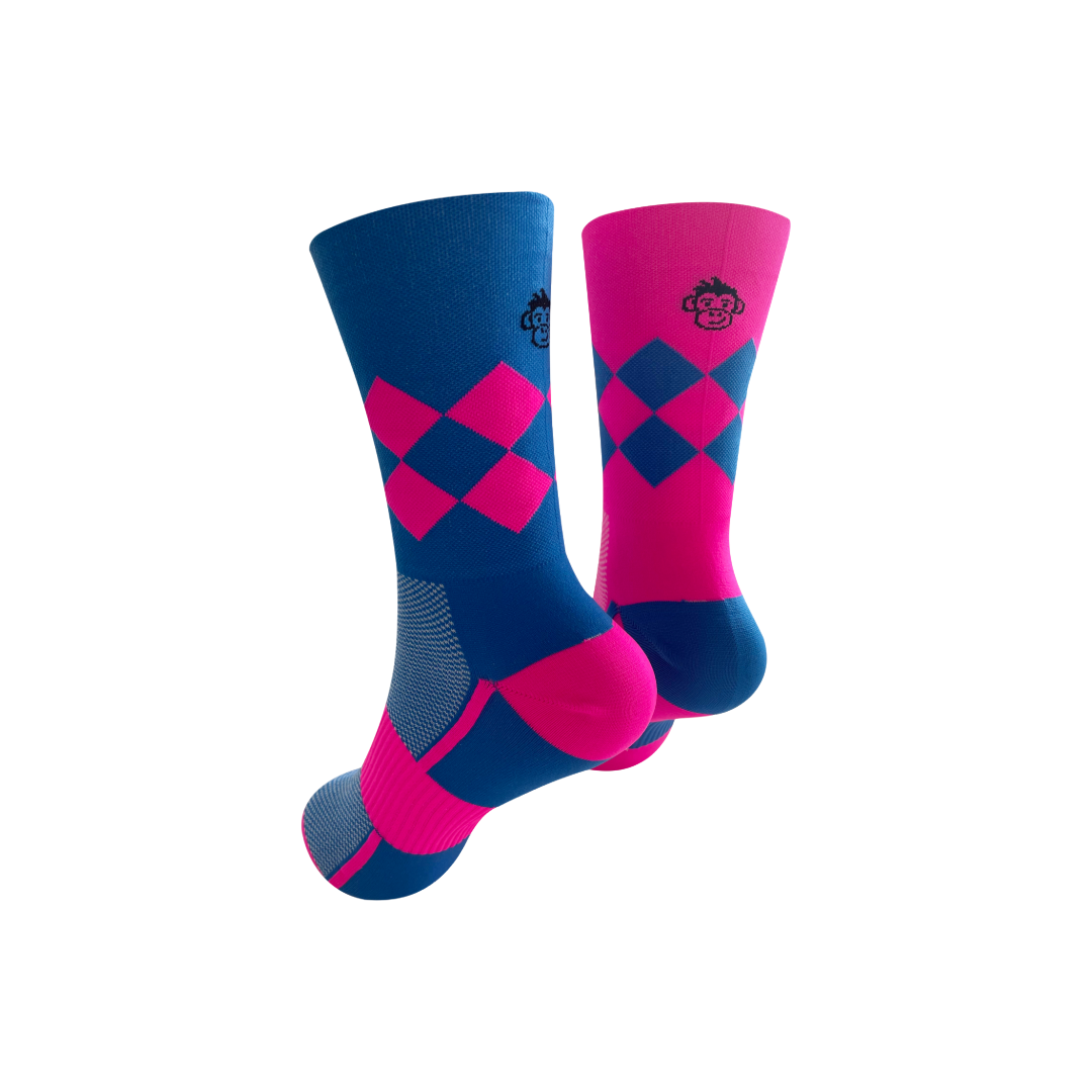 CLASSIC QUIN SPORTS SOCKS: PINK + COBALT
