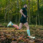 VICTORY COMPRESSION RUNNING SOCKS: ORANGE + BLUE