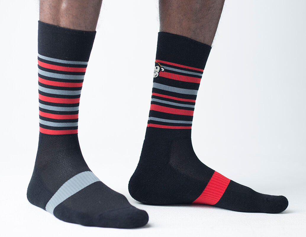 ALPINE MERINO SPORTS SOCKS: RED + GREY