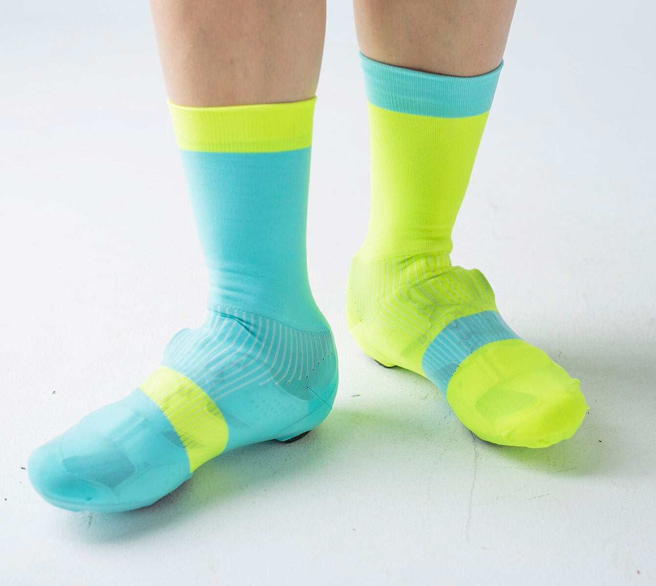 CYCLING BREAKER OVERSOCK: YELLOW + TURQUOISE