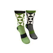 CLASSIC GEO SPORTS SOCKS: GREEN + GREY