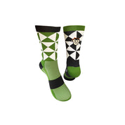 CLASSIC GEO SPORTS SOCKS: GREEN + GREY