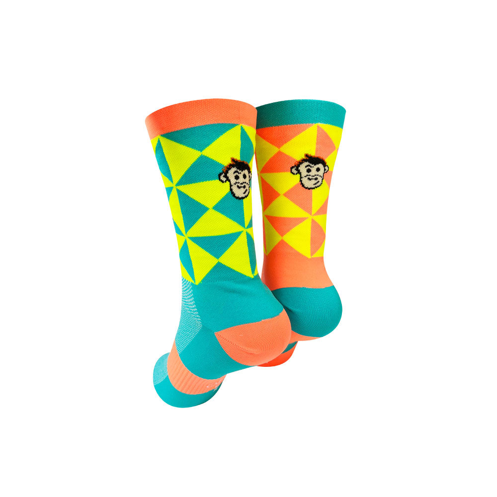 CLASSIC GEO SPORTS SOCKS: ORANGE + BLUE