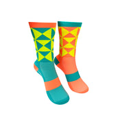 CLASSIC GEO SPORTS SOCKS: ORANGE + BLUE