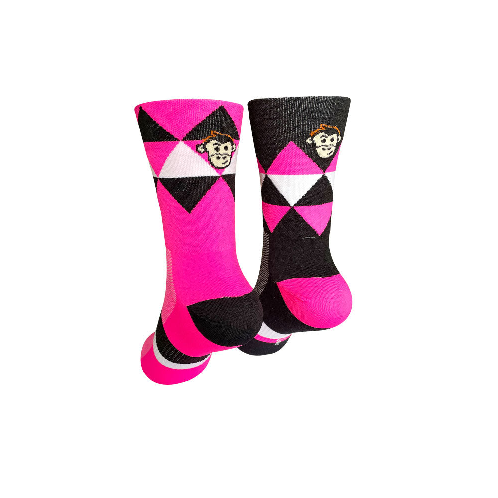 CLASSIC DIAMOND SPORTS SOCKS: BLACK + PINK
