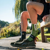 CLASSIC BLOCK SPORTS SOCKS: GREEN + GREY
