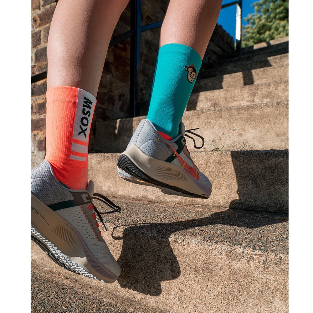 CLASSIC BLOCK SPORTS SOCKS: ORANGE + BLUE