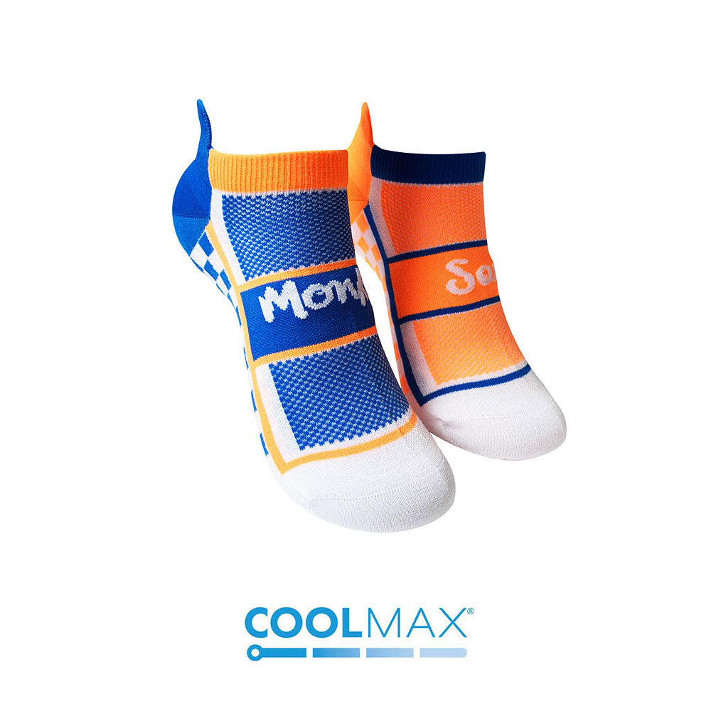 ELITE CHEQUERED SPORTS SOCKS: BLUE + ORANGE