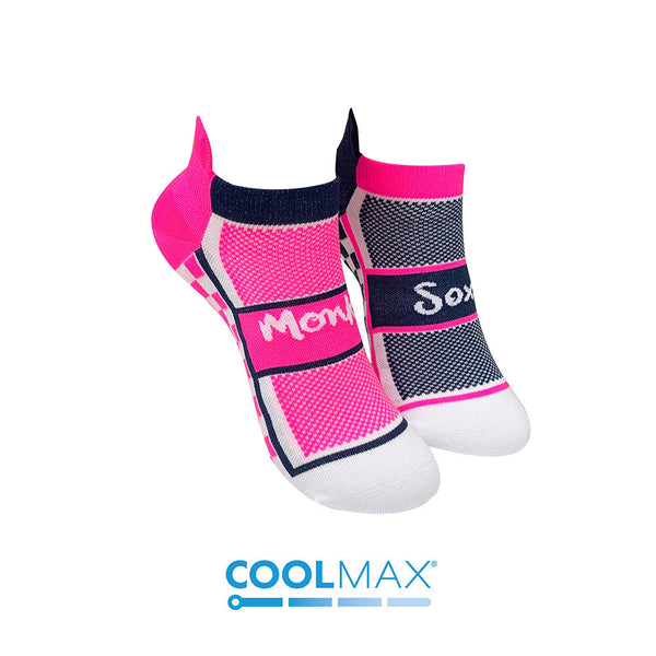 ELITE CHEQUERED SPORTS SOCKS PINK NAVY Monkey Sox CIC