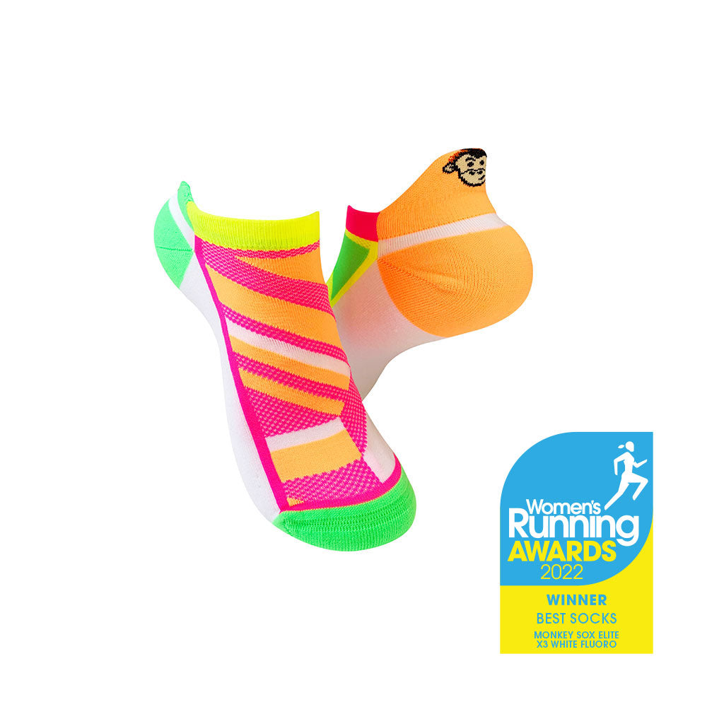 ELITE LINEAR SPORTS SOCKS: WHITE FLURO